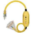 Outdoor Heavy Duty (12/3) In-Line GFCI Protected 3' Extension and Multiplier
