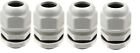 4 Pack, Grey 3/4" Strain Relief Nylon Cord Grip Waterproof NPT Cable Gland