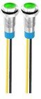 2pcs 8mm 110V–20V AC LED Waterproof Signal Lamp Metal Indicator Light (Green)