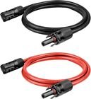 2 ft, 10 AWG Solar Extension Cable Kit (Black + Red) (aka Patch or Jumper Cable)