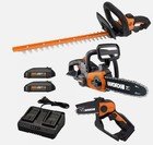 WORX Cordless 3 Piece 20V Combo Kit: Chainsaw, 22" Hedge Trimmer, 5" Pruning Saw