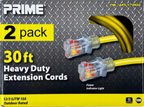 PRIME Heavy Duty Extension Cords - Prime 2 Pack 25ft each 12/3 SJTW 15A