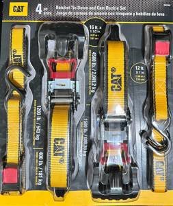 Cat Heavy Duty 4 Piece 2x1500 lb Ratchet Tie Down and 2x400lb Cam Buckle Set