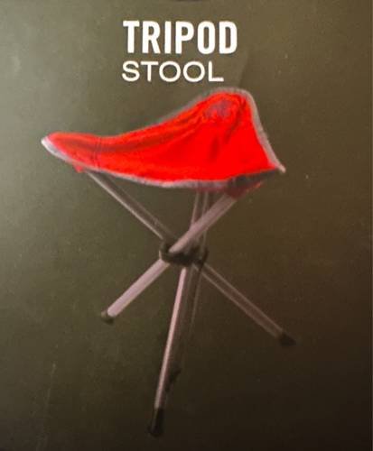 Red Travel Lite Tripod Stool, Folds for Transport