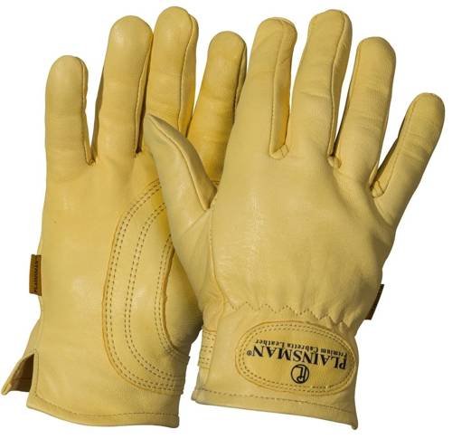 Plainsman Premium Cabretta Yellow Leather Gloves, Size Small, 1 Pair
