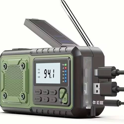 Emergency Weather Radio, NOAA AM FM, Flashlight,  Power Solar, or Hand Crank