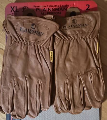 2 Pair Plainsman Premium Goatskin Cabretta Brown Leather Gloves XL NEW