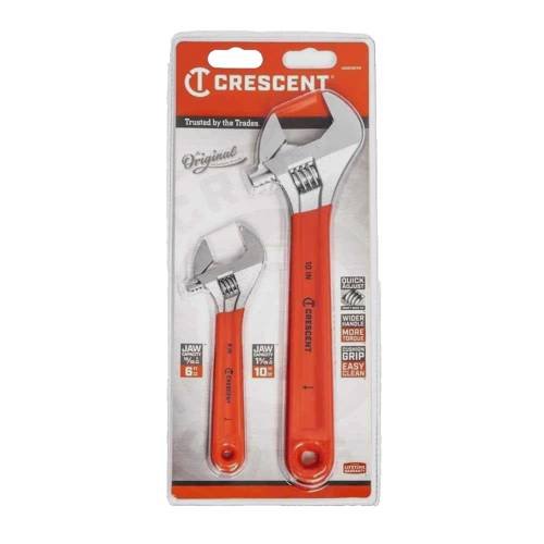 Durable Chrome Cushion Grip Adjustable Wrench Set 6 In. and 10 In. (2-Piece)