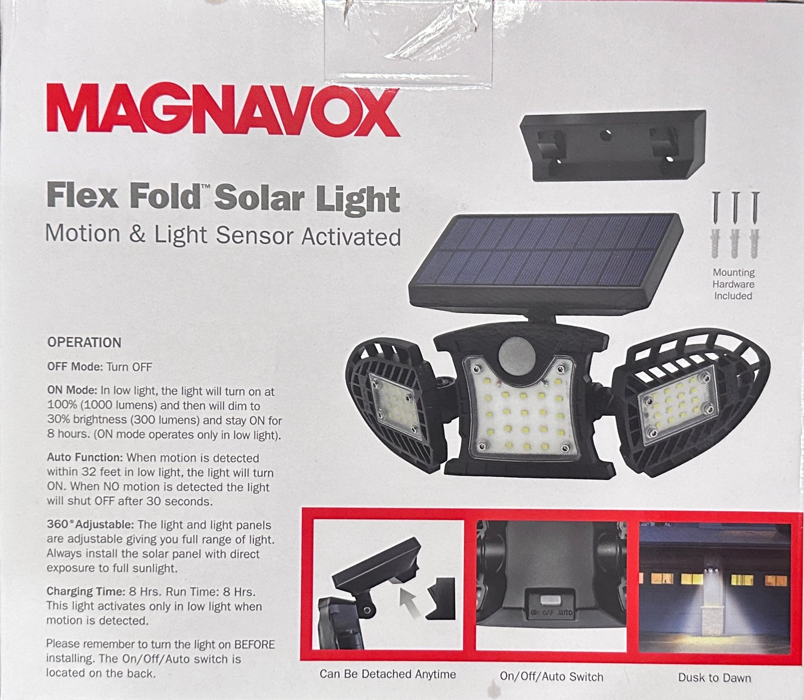 Magnavox Flex Fold Solar Light 1000 Lumens