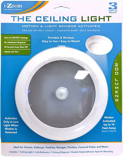 i-Zoom 200 Lumens LED Ceiling and Wall Motion Activated Light